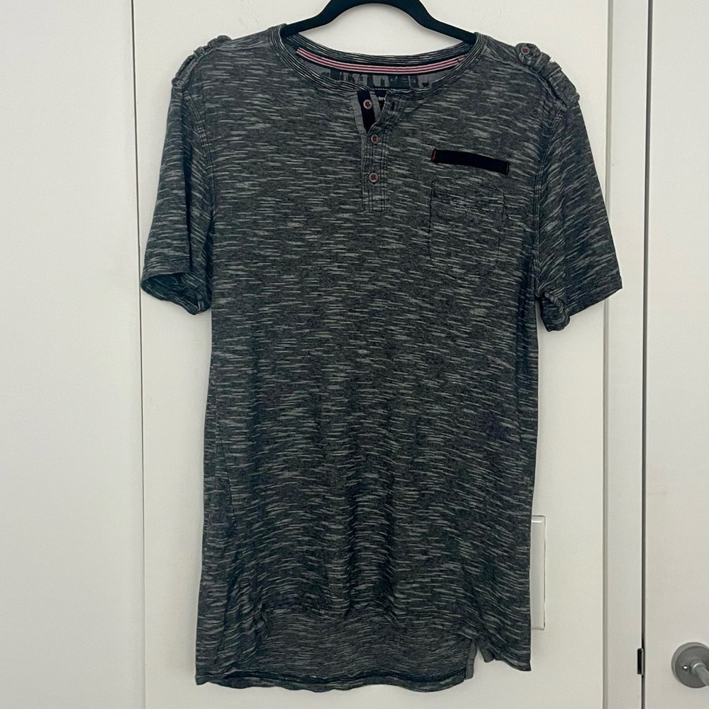 Paper Denim & Cloth Heathered Gray Short-Sleeve Henley Pocket Tee Men’s Size L - Picture 4 of 10